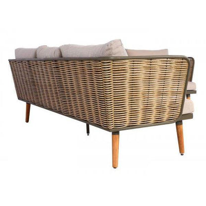 Gartengarnitur HWC-L31, Garnitur Lounge-Set Sofa Outdoor, Spun Poly Metall Poly-Rattan MVG-zertifiziert ~ beige-braun - Palo24