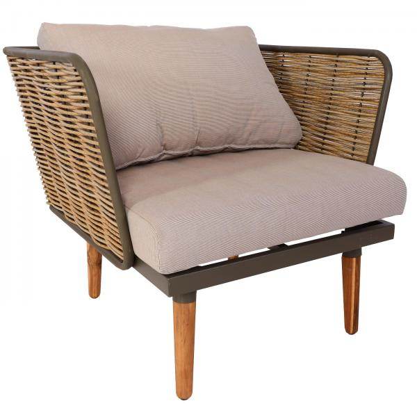Gartengarnitur HWC-L31, Garnitur Lounge-Set Sofa Outdoor, Spun Poly Metall Poly-Rattan MVG-zertifiziert ~ beige-braun - Palo24