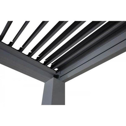 Pergola HWC-L46, Gartenpavillon Lamellen-Pavillon, 11cm-Aluminium-Gestell, Regenrinne sturmfest, 3x6m ~ anthrazit - Palo24