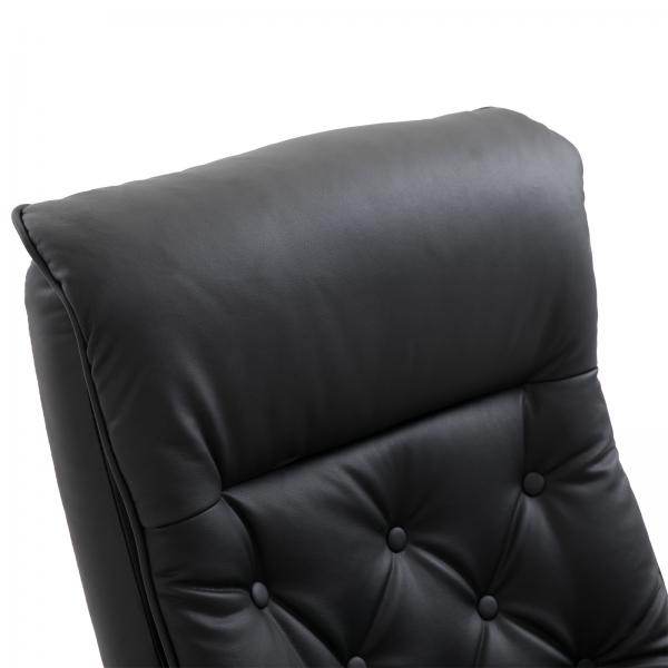 Relaxsessel mit Hocker Fernsehsessel PU-Bezug Holzverkleidung Metallfuss Schwarz - Palo24