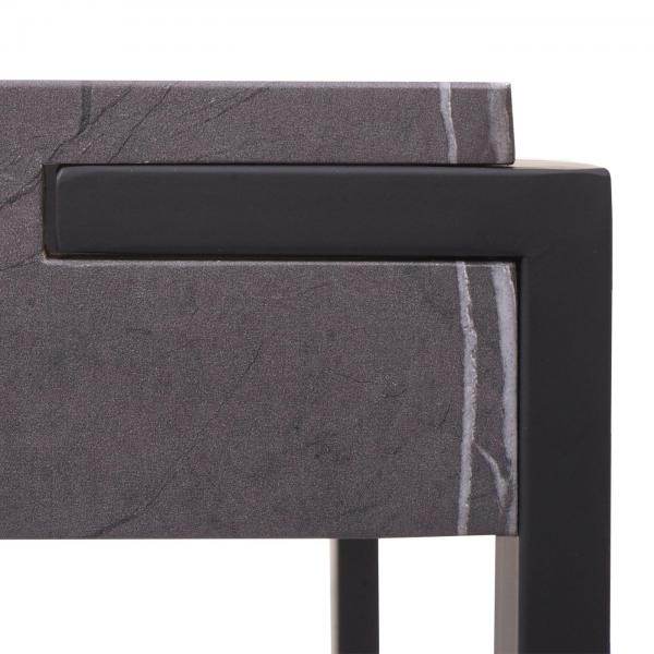 Beistelltisch Kaffeetisch Nachttisch Loungetisch Couchtisch, Metall 51x50x54cm ~ Marmor-Optik grau - Palo24