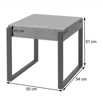 Beistelltisch Kaffeetisch Nachttisch Loungetisch Couchtisch, Metall 51x50x54cm ~ Marmor-Optik grau - Palo24