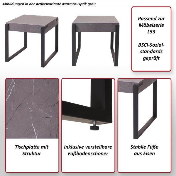 Beistelltisch Kaffeetisch Nachttisch Loungetisch Couchtisch, Metall 51x50x54cm ~ Marmor-Optik grau - Palo24