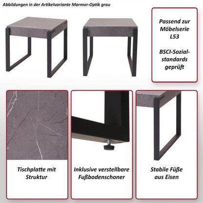 Beistelltisch Kaffeetisch Nachttisch Loungetisch Couchtisch, Metall 51x50x54cm ~ Marmor-Optik grau - Palo24