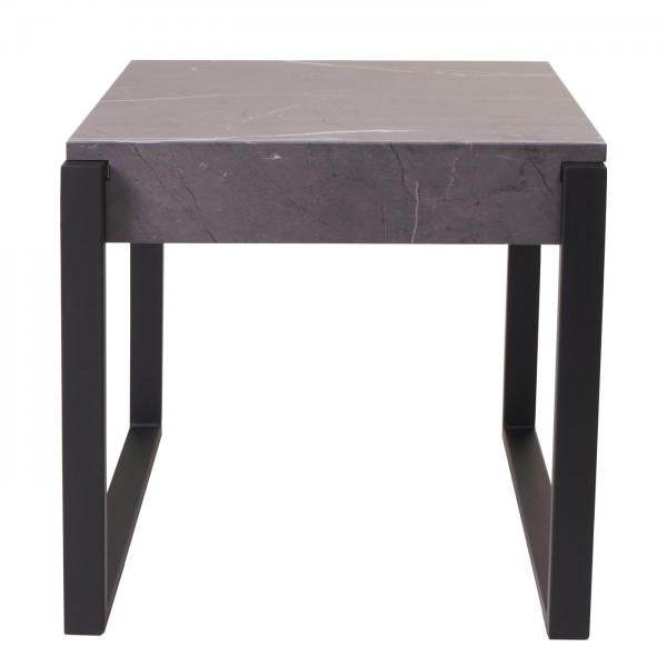 Beistelltisch Kaffeetisch Nachttisch Loungetisch Couchtisch, Metall 51x50x54cm ~ Marmor-Optik grau - Palo24
