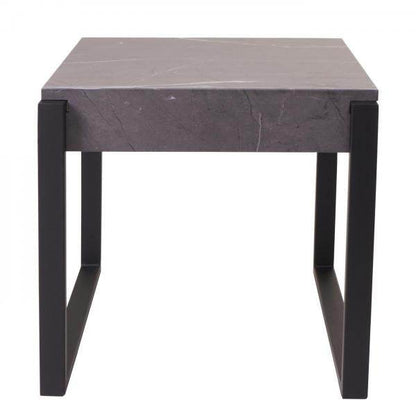 Beistelltisch Kaffeetisch Nachttisch Loungetisch Couchtisch, Metall 51x50x54cm ~ Marmor-Optik grau - Palo24