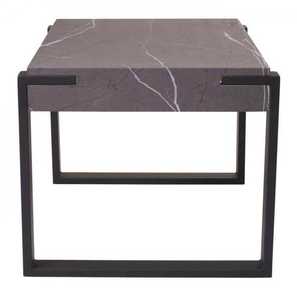 Beistelltisch Kaffeetisch Nachttisch Loungetisch Couchtisch, Metall 51x50x54cm ~ Marmor-Optik grau - Palo24
