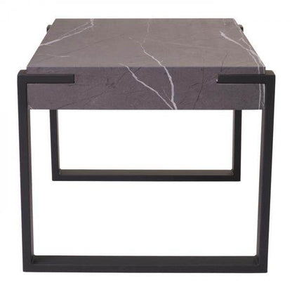 Beistelltisch Kaffeetisch Nachttisch Loungetisch Couchtisch, Metall 51x50x54cm ~ Marmor-Optik grau - Palo24