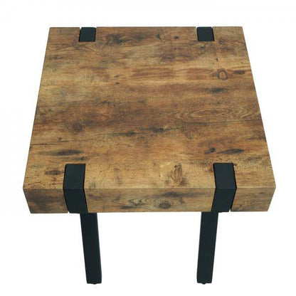 Beistelltisch Kaffeetisch Nachttisch Loungetisch Couchtisch, Metall MDF 50x50x50cm ~ dunkle Wildeiche - Palo24