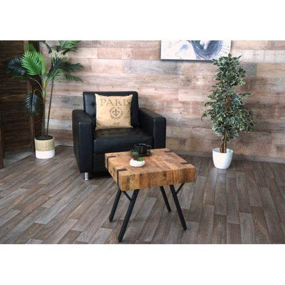 Beistelltisch Kaffeetisch Nachttisch Loungetisch Couchtisch, Metall MDF 50x50x50cm ~ dunkle Wildeiche - Palo24