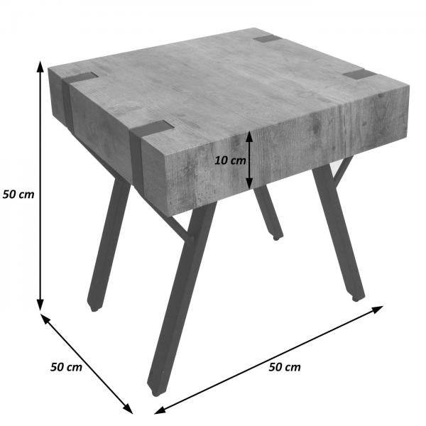 Beistelltisch Kaffeetisch Nachttisch Loungetisch Couchtisch, Eisen MDF 50x55x50cm ~ Marmor-Optik grau - Palo24