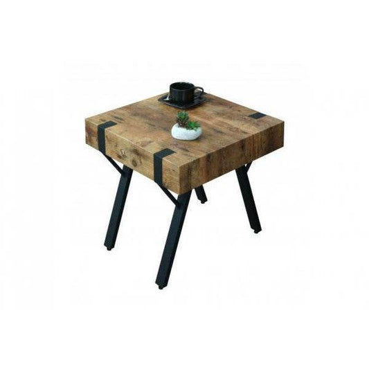 Beistelltisch Kaffeetisch Nachttisch Loungetisch Couchtisch, Metall MDF 50x50x50cm ~ dunkle Wildeiche - Palo24