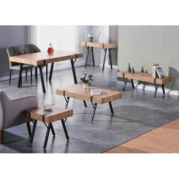Beistelltisch Kaffeetisch Nachttisch Loungetisch Couchtisch, Metall MDF 50x50x50cm ~ dunkle Wildeiche - Palo24