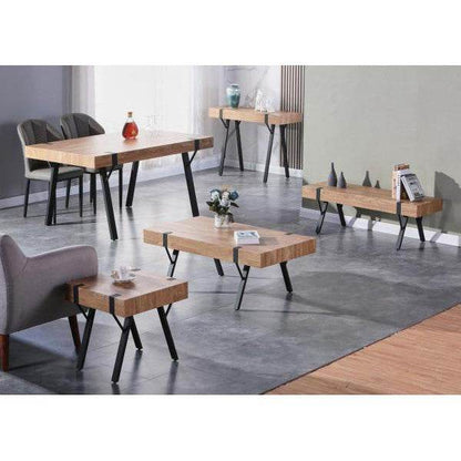 Beistelltisch Kaffeetisch Nachttisch Loungetisch Couchtisch, Metall MDF 50x50x50cm ~ dunkle Wildeiche - Palo24