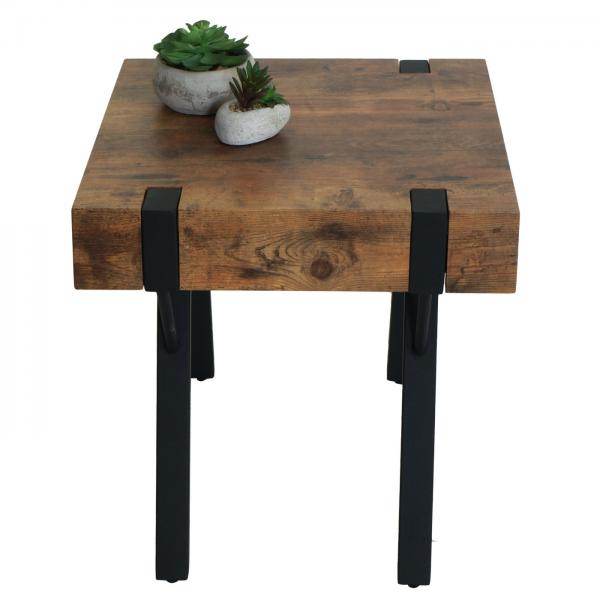 Beistelltisch Kaffeetisch Nachttisch Loungetisch Couchtisch, Metall MDF 50x50x50cm ~ dunkle Wildeiche - Palo24