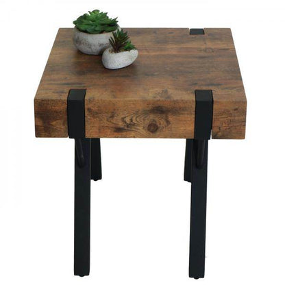 Beistelltisch Kaffeetisch Nachttisch Loungetisch Couchtisch, Metall MDF 50x50x50cm ~ dunkle Wildeiche - Palo24