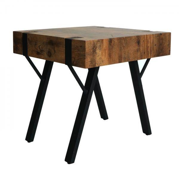 Beistelltisch Kaffeetisch Nachttisch Loungetisch Couchtisch, Metall MDF 50x50x50cm ~ dunkle Wildeiche - Palo24