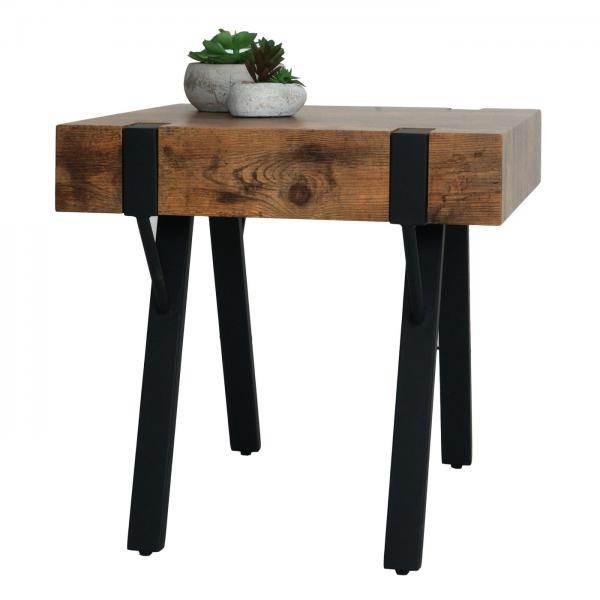 Beistelltisch Kaffeetisch Nachttisch Loungetisch Couchtisch, Metall MDF 50x50x50cm ~ dunkle Wildeiche - Palo24