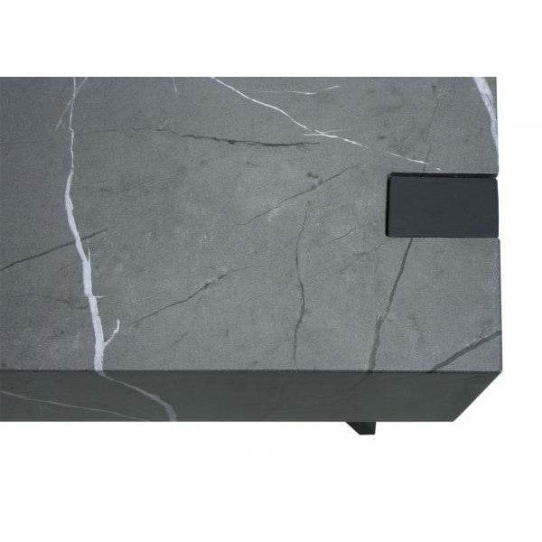 Beistelltisch Kaffeetisch Nachttisch Loungetisch Couchtisch, Eisen MDF 50x55x50cm ~ Marmor-Optik grau - Palo24