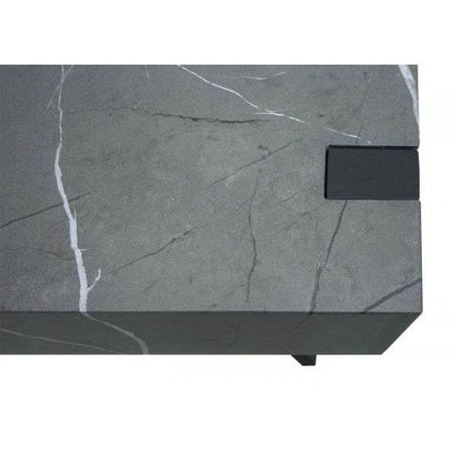 Beistelltisch Kaffeetisch Nachttisch Loungetisch Couchtisch, Eisen MDF 50x55x50cm ~ Marmor-Optik grau - Palo24