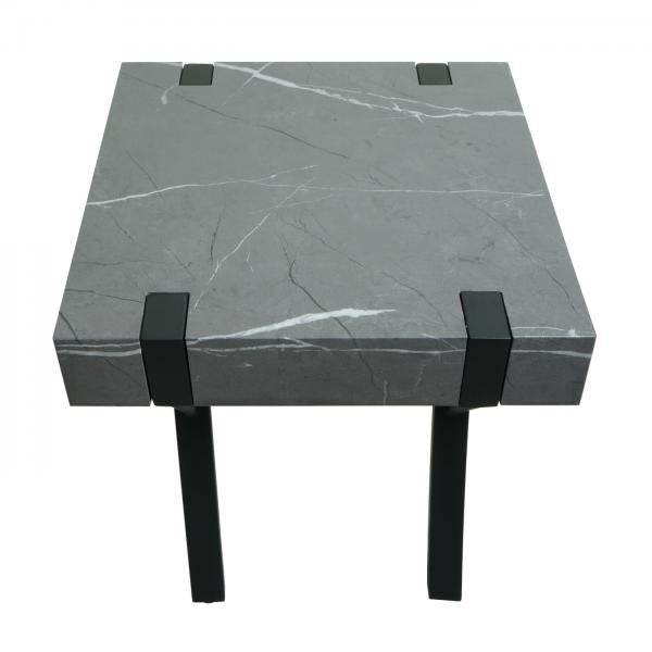 Beistelltisch Kaffeetisch Nachttisch Loungetisch Couchtisch, Eisen MDF 50x55x50cm ~ Marmor-Optik grau - Palo24