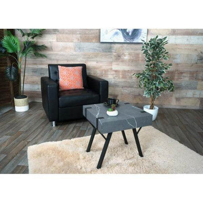 Beistelltisch Kaffeetisch Nachttisch Loungetisch Couchtisch, Eisen MDF 50x55x50cm ~ Marmor-Optik grau - Palo24