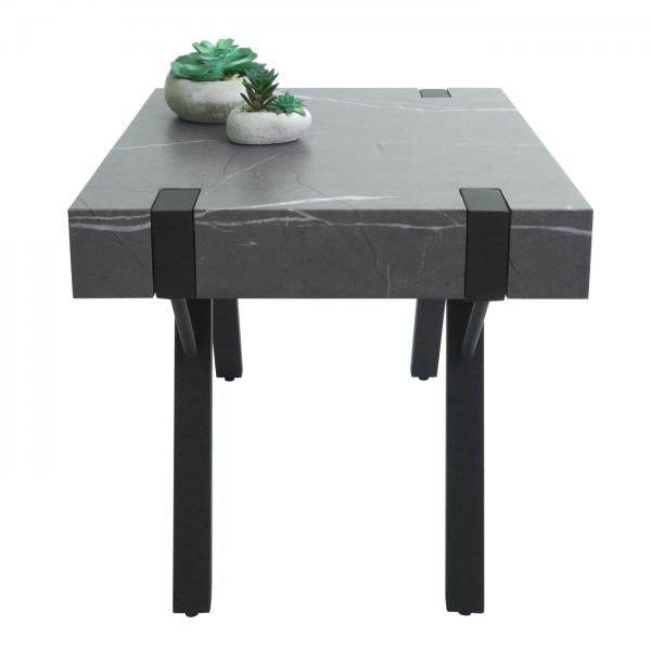 Beistelltisch Kaffeetisch Nachttisch Loungetisch Couchtisch, Eisen MDF 50x55x50cm ~ Marmor-Optik grau - Palo24