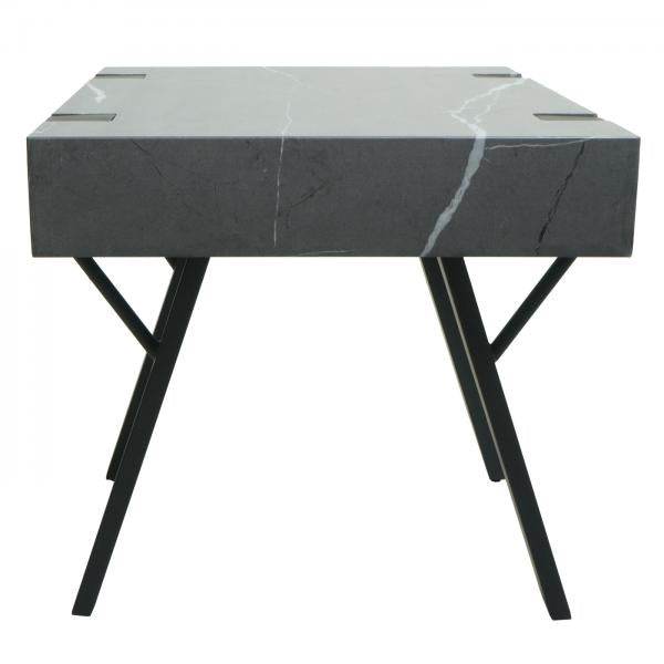 Beistelltisch Kaffeetisch Nachttisch Loungetisch Couchtisch, Eisen MDF 50x55x50cm ~ Marmor-Optik grau - Palo24