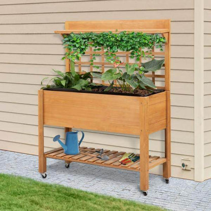 Hochbeet Pflanztisch Blumentisch Arbeitstisch Gärtnertisch Holzpflanztisch Tanne, Braun - Palo24