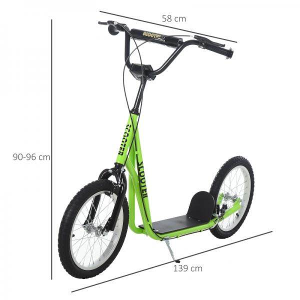 Kinderroller Scooter Tretroller Cityroller Kickscooter Kickboard mit Luftreifen 16 Zoll Grün - Palo24