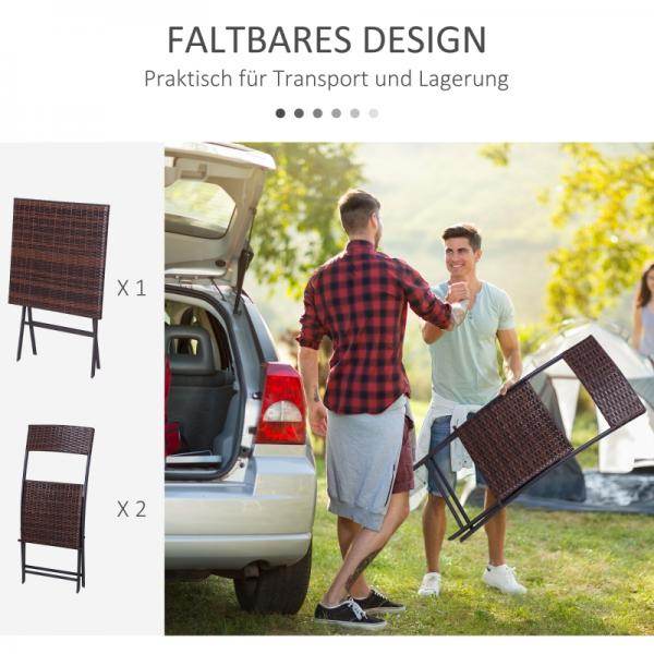 Bistroset Polyrattan 3 tlg. Sitzgarnitur Balkonset - Palo24