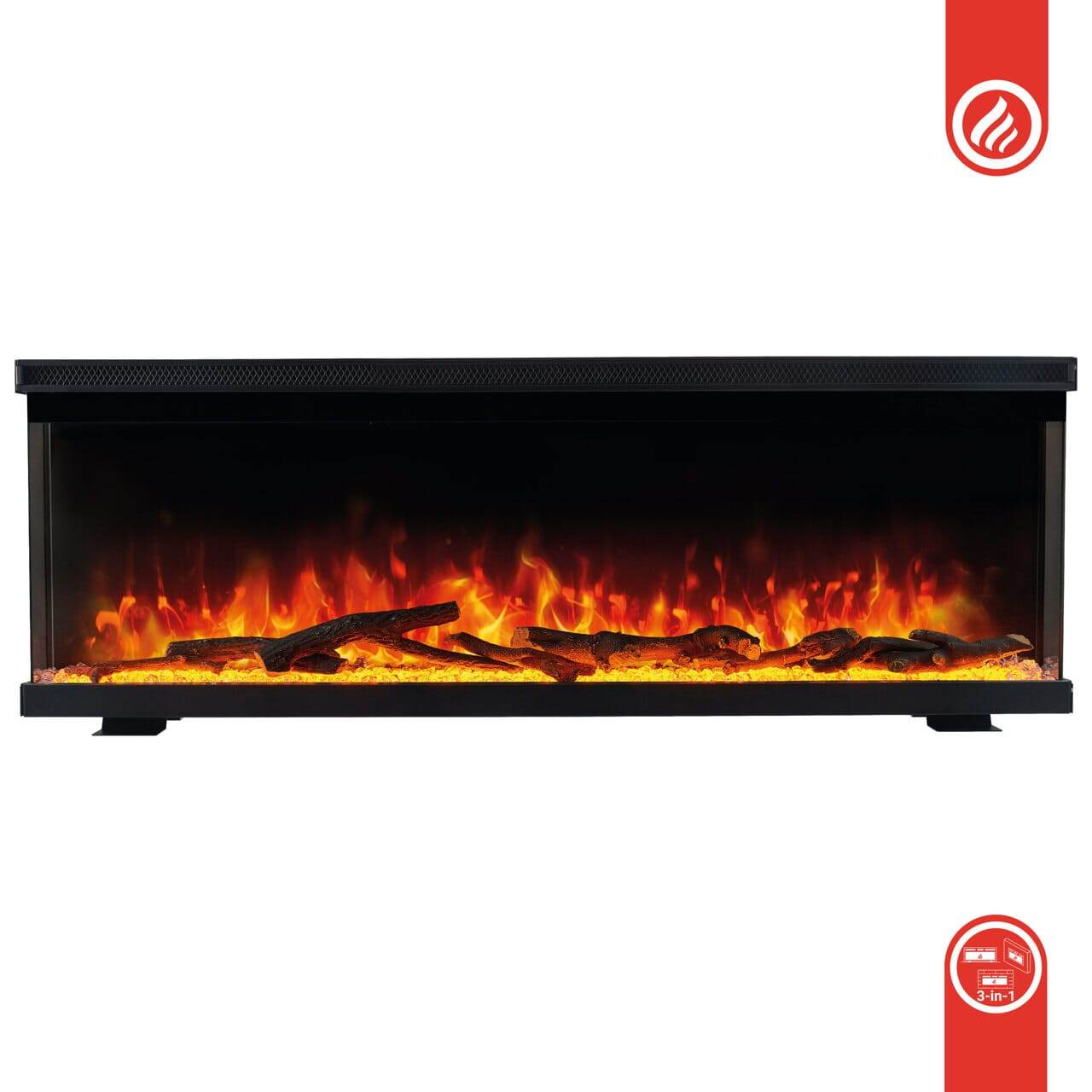 KAMINIO 3-in-1 Elektrokamin LEA - Panoramaview 36 Zoll Schwarz - Palo24