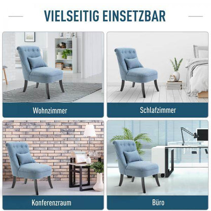 Relaxsessel mit Rückenkissen Sessel Fernsehsessel Erhöhte Füße Leinen Blau - Palo24