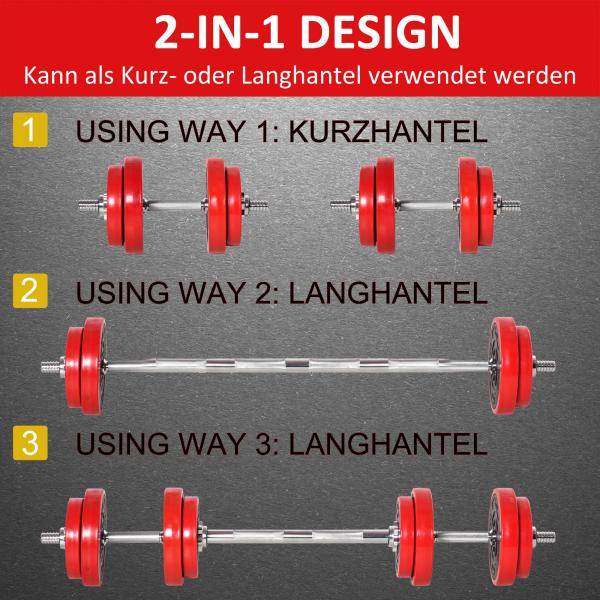 Hantelset Verstellbare 20KGS Langhantel & Kurzhantel - Palo24