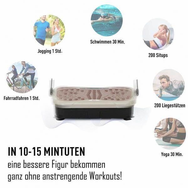 Vibrationsplatte Vibrationstrainer Vibrationsgerät LED-Anzeige USB-Lautsprecher Trainingsbänder Fernbedienung - Palo24
