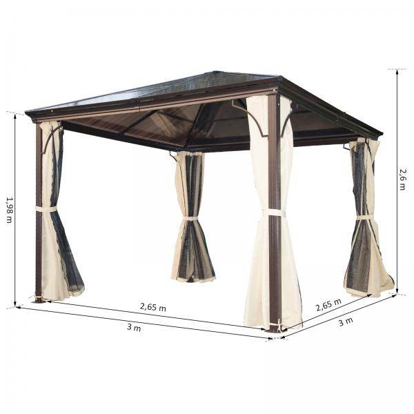 Luxus Pavillon Alu Partyzelt mit lichtdurchlässigem PC Dach - Palo24