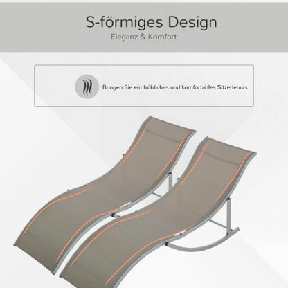 2er Set Gartenliege Sonnenliege Stoffliege Relaxliege ergonomisch Alu Texteline Hellgrau - Palo24