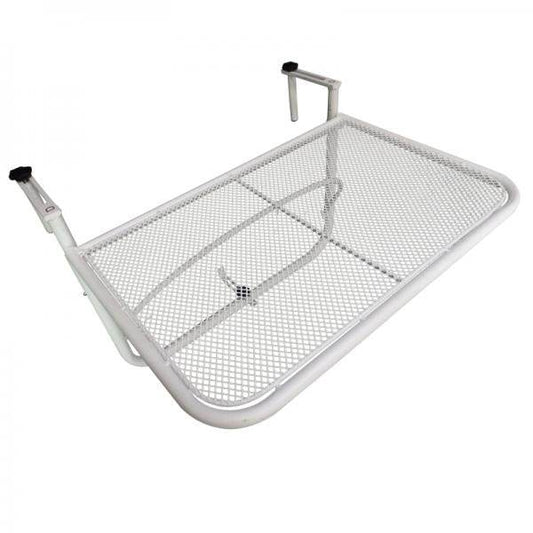 Balkonhängetisch Hängetisch höhenverstellbar viereckig Terrasse Metall Weiss L60 x B56,5 x H45 cm - Palo24