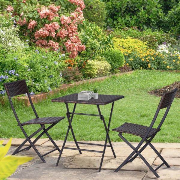 Bistroset Polyrattan 3 tlg. Sitzgarnitur Balkonset - Palo24