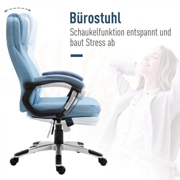 Bürostuhl Drehstuhl höhenverstellbar Wippfunktion und gepolsterte Armlehnen Ergonomisch Hellblau Leinen - Palo24