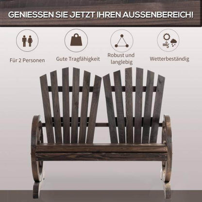 Gartenbank mit Armlehne, Sitzbank, Rustikale Bank, Massivholz, Dunkelbraun, 108 x 66 x 95 cm - Palo24