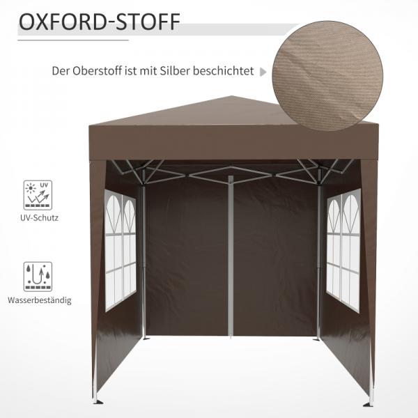 Faltpavillon, Schnellaufbau, 4 Seitenwände, 2 große Fenster, Stahlrahmen, schwarz, 2 x 2 x 2,4 m - Palo24