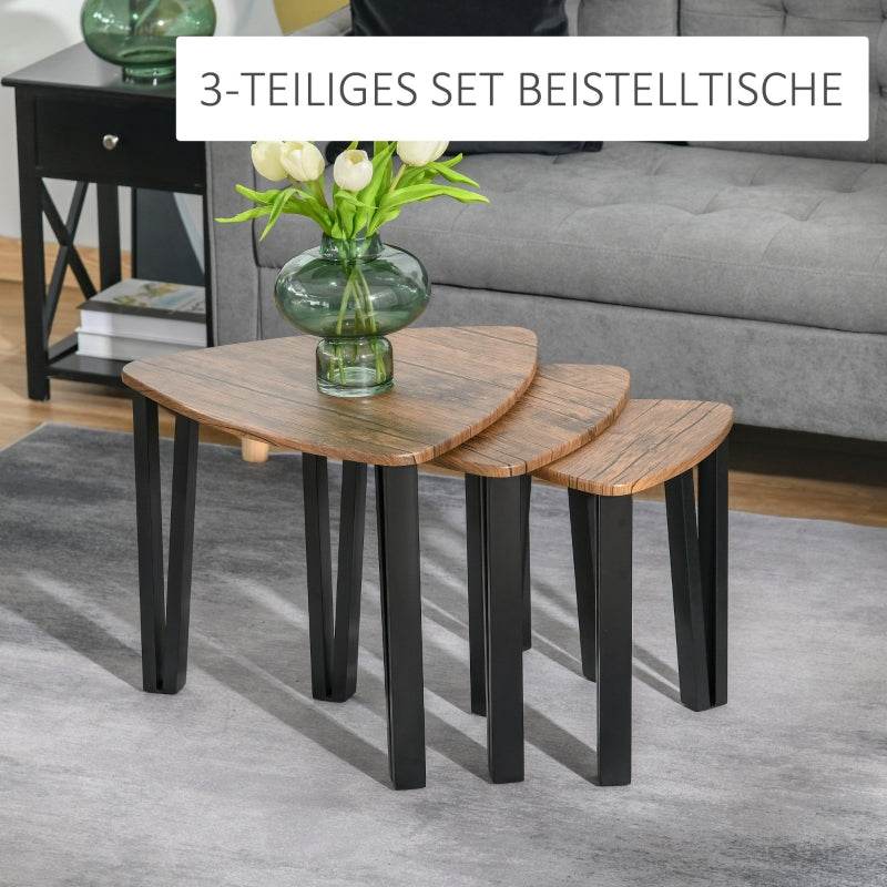 Satztisch 3er Set Natur+Schwarz - Palo24