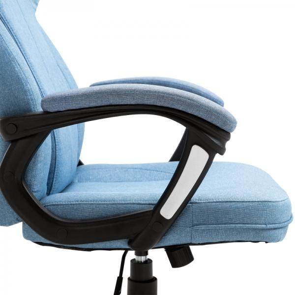 Bürostuhl Drehstuhl höhenverstellbar Wippfunktion und gepolsterte Armlehnen Ergonomisch Hellblau Leinen - Palo24