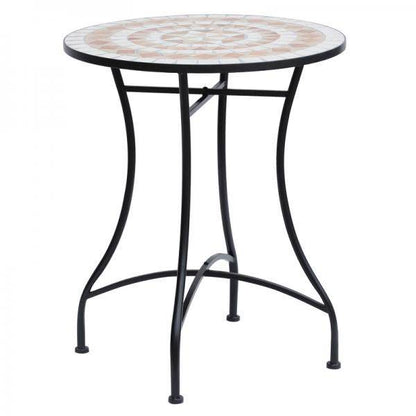 Gartentisch Balkontisch Mosaiktisch Seviertisch rund Stahl + Keramik - Palo24
