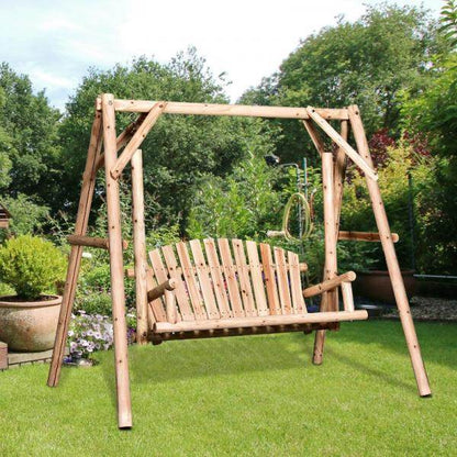 Hollywoodschaukel Gartenschaukel 2-Sitzer Massivholz Natur - Palo24