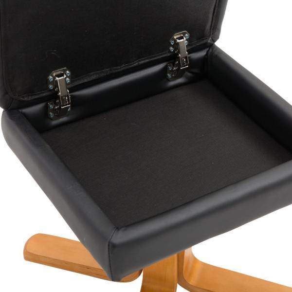 Relaxsessel mit Liegefunktion 360° drehbarer Sessel PU Holzgestell Schwarz - Palo24