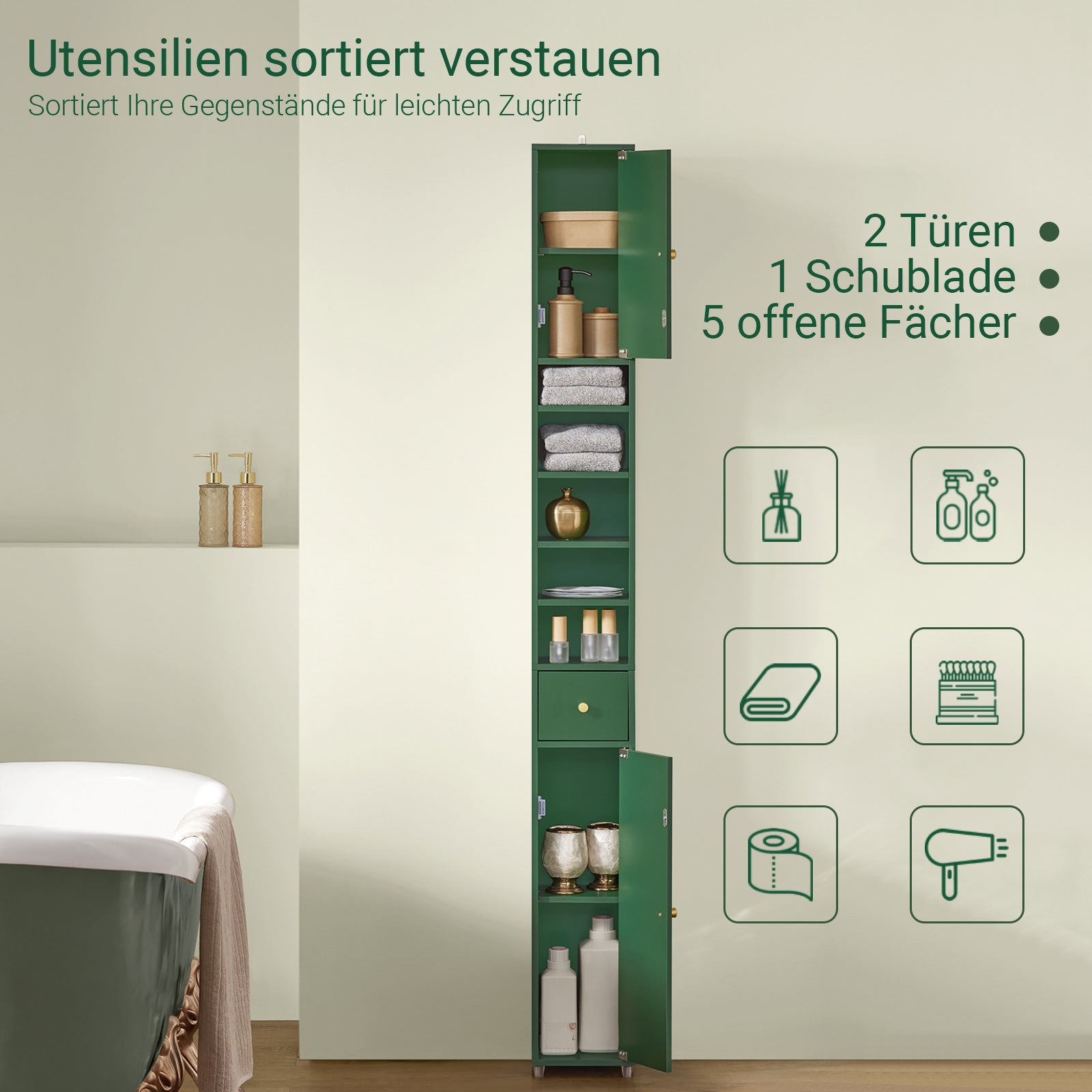 Badezimmer Hochschrank Grün