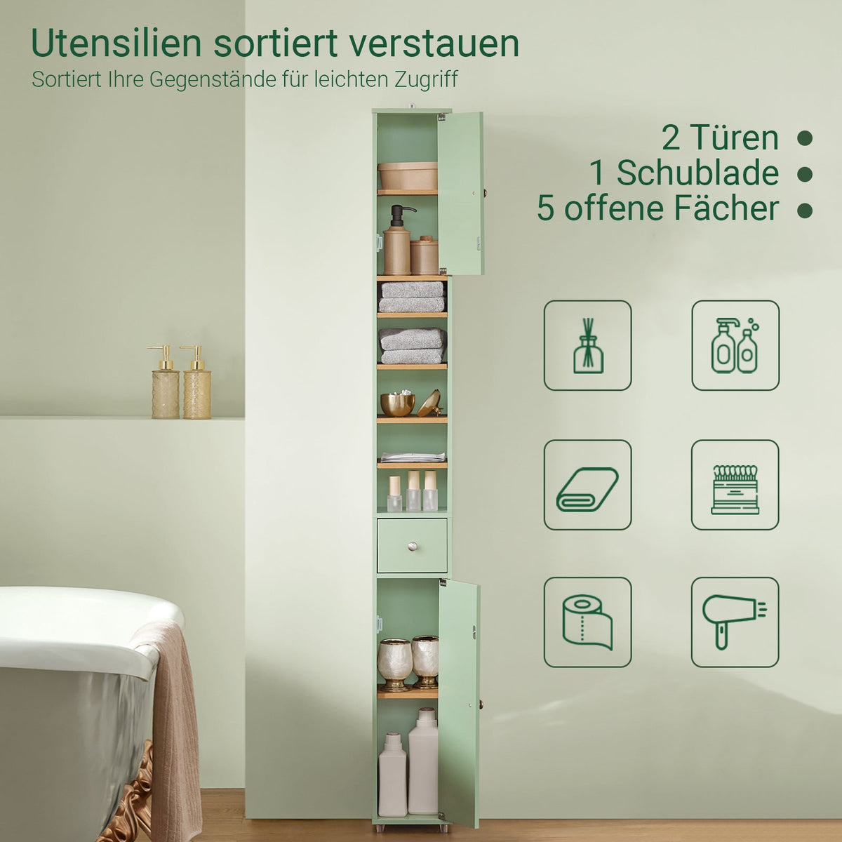 Badezimmer Hochschrank Hellgrün