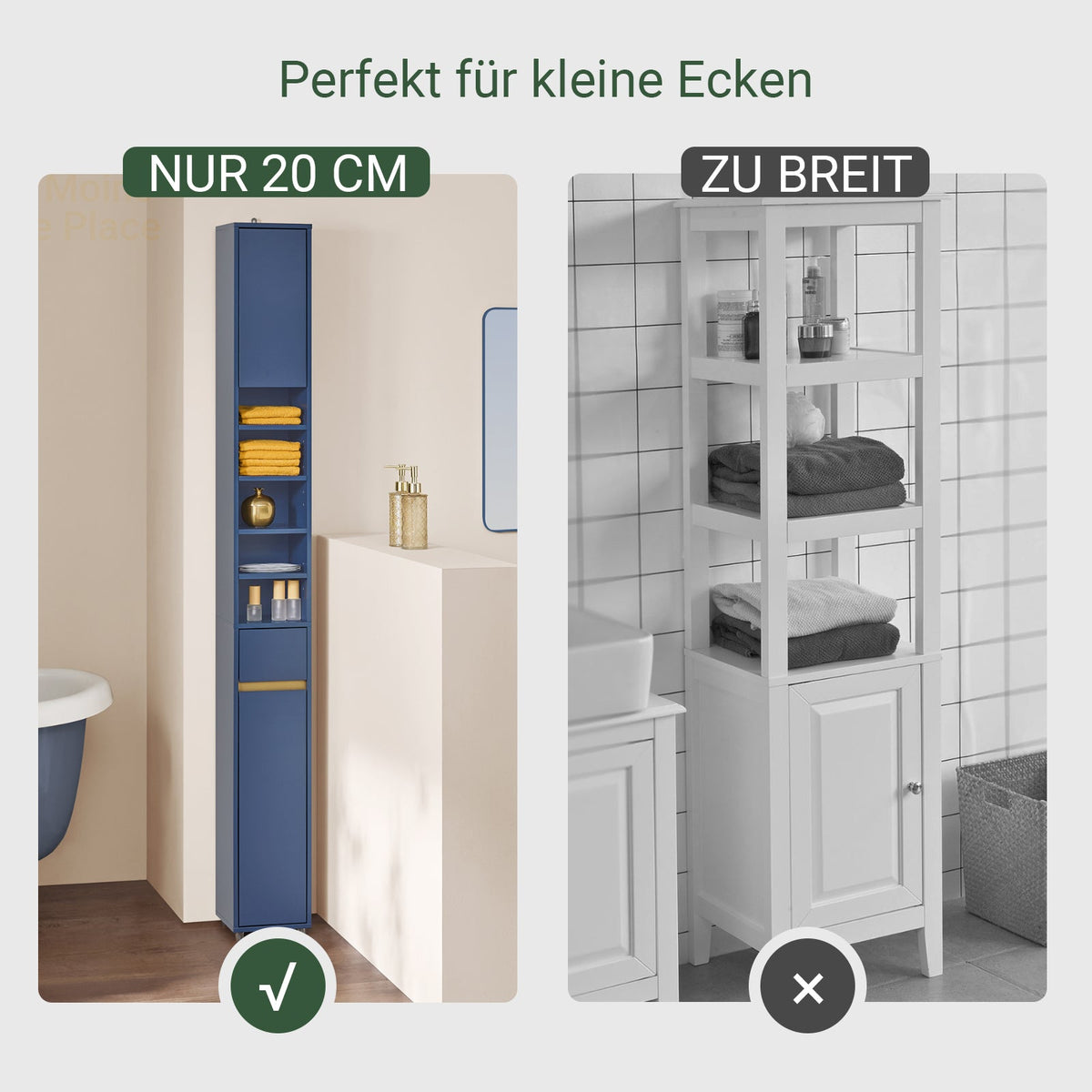 Badezimmer Hochschrank Blau